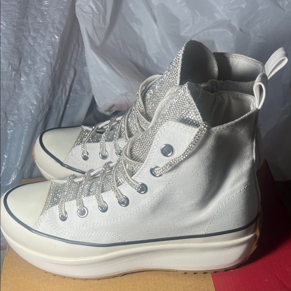 Steve Madden Shaft Rhinestones embellished  High-Top Platform Sneakers. Size 10M - Picture 6 of 11
